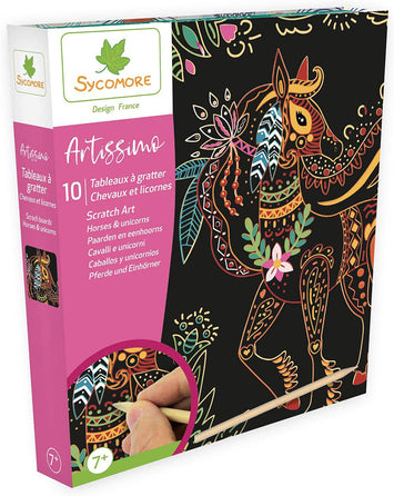 Artissimo - Large Scratch art - Horses & Unicorns 10 pieces
