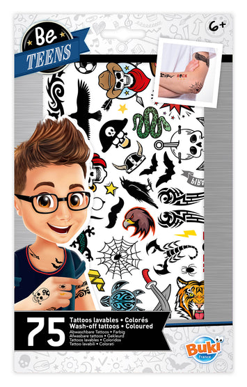 Buki France Be Teens- 75 Washable Tattoos for Boys